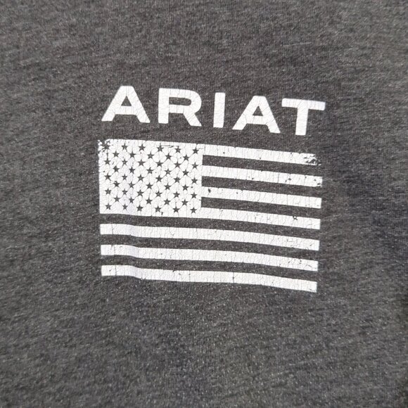 Ariat Shirt Men's S Gray American Flag Logo Short Sleeve Crewneck Patriotic Tee - Picture 3 of 11